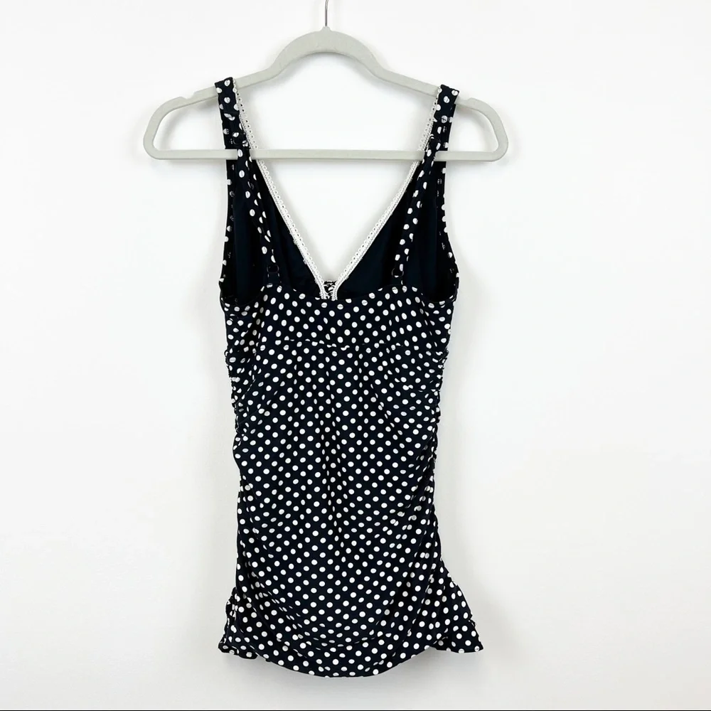 Coco Reef Polka Dot Mod One-piece with Ruffle Overlay 36D - Picture 2 of 11